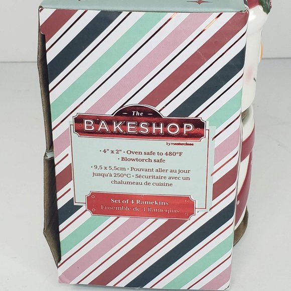 Bakeshop By Master Class Snowman Ramekins Set of 4 NIP Christmas Holiday - Picture 3 of 6